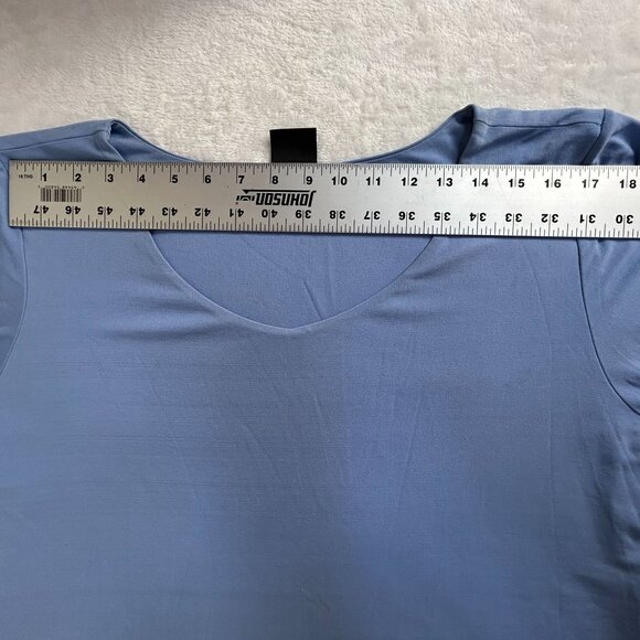Eileen Fisher Womens V-Neck 3/4 Sleeve Top Blue Relaxed Fit Casual Lightweight - Picture 5 of 7